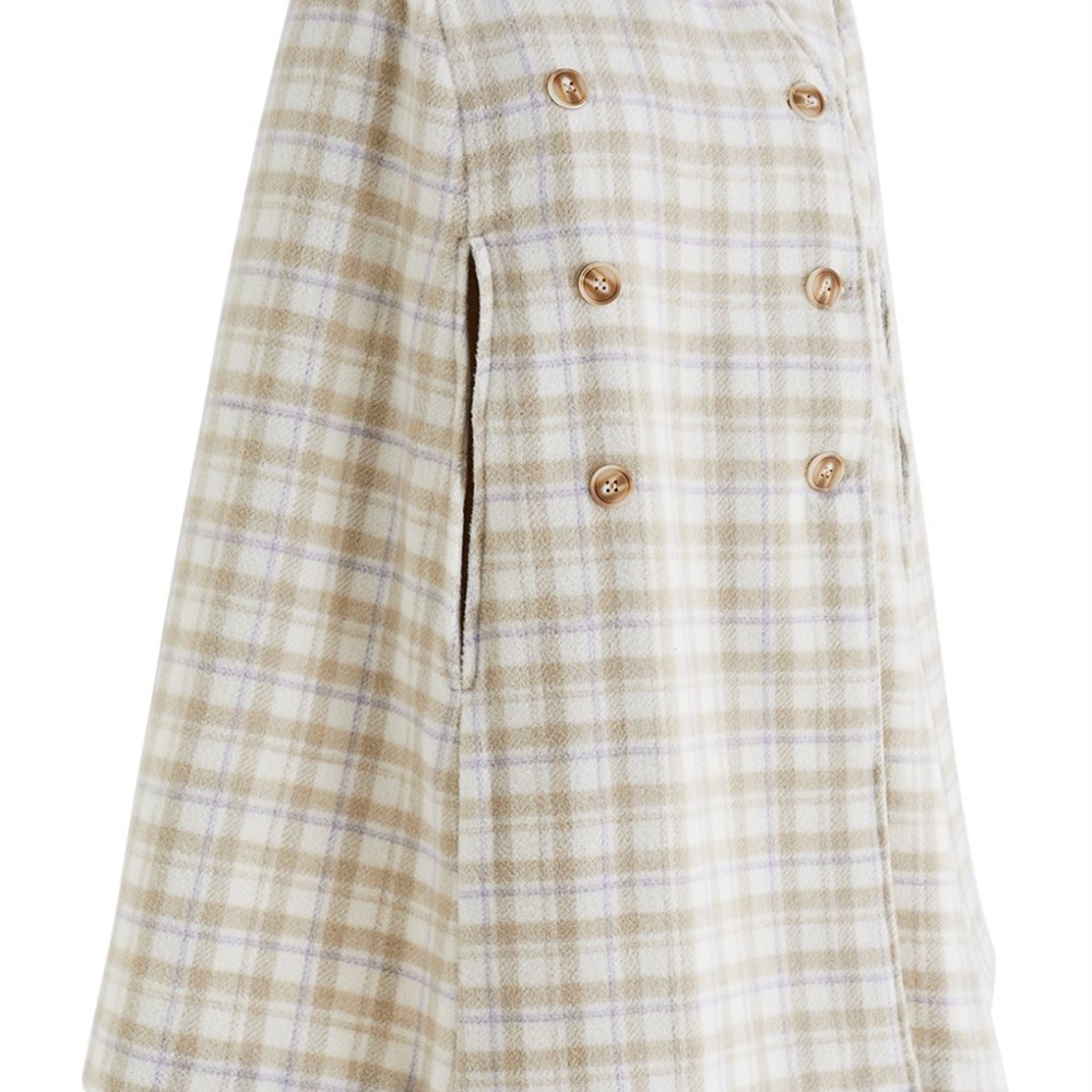 Chic Plaid Cape Coat with Fur Collar NWT size small - Picture 4 of 7